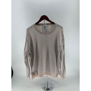 Adorable By Autumn Striped Waffle Knit Crew Neck Sweater Size M